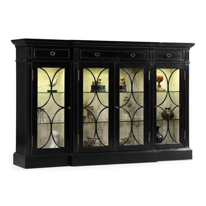 Traditional Four Door Breakfront Display Cabinet