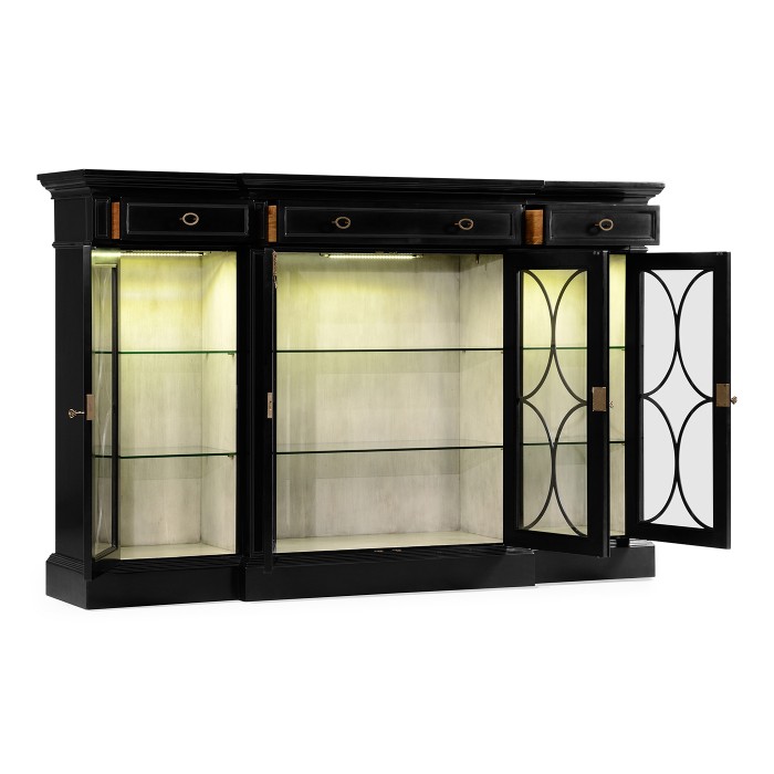 Traditional Four Door Breakfront Display Cabinet