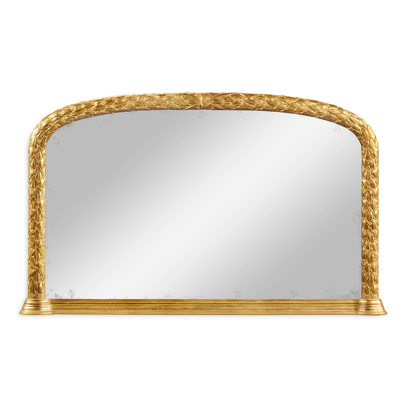 Carved and water gilded gold leaf overmantle mirror