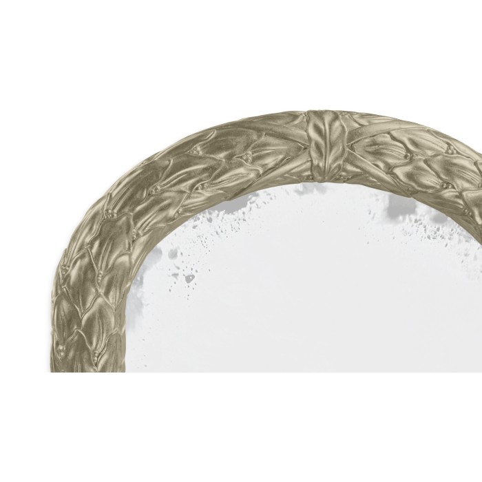 Carved and water gilded silver leaf narrow floor standing mirror