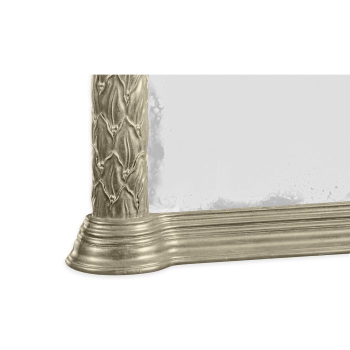 Carved and water gilded silver leaf narrow floor standing mirror