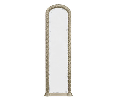 Carved and water gilded silver leaf narrow floor standing mirror