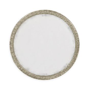 Carved & Water Gilded Silver Leaf Round Wall Mirror 48