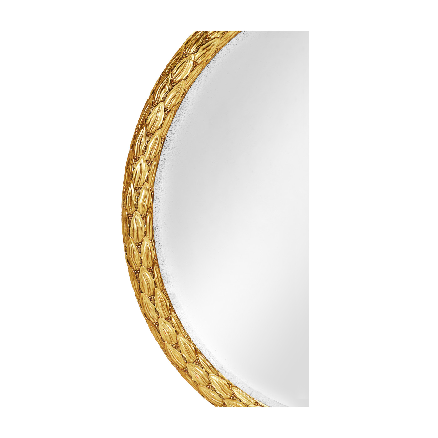 Carved & Water Gilded Gold Leaf Round Hanging Wall Mirror 48