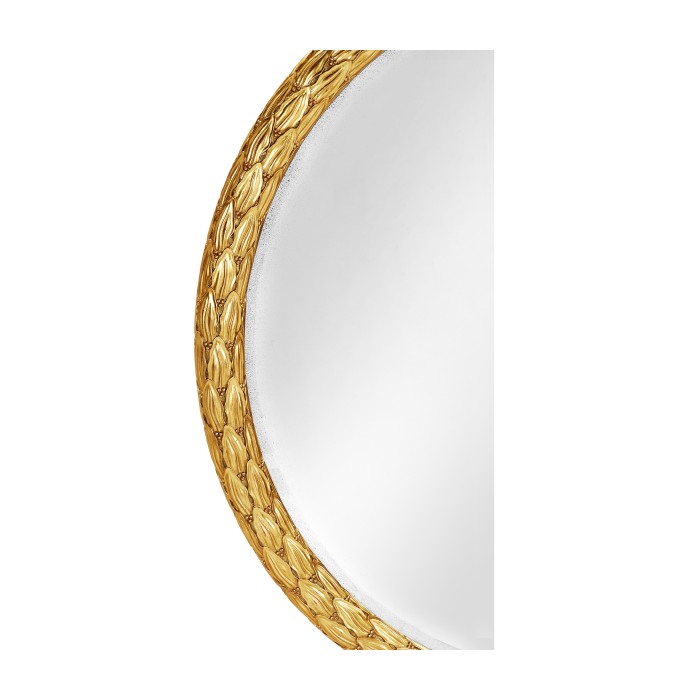 Carved & Water Gilded Gold Leaf Round Hanging Wall Mirror 48