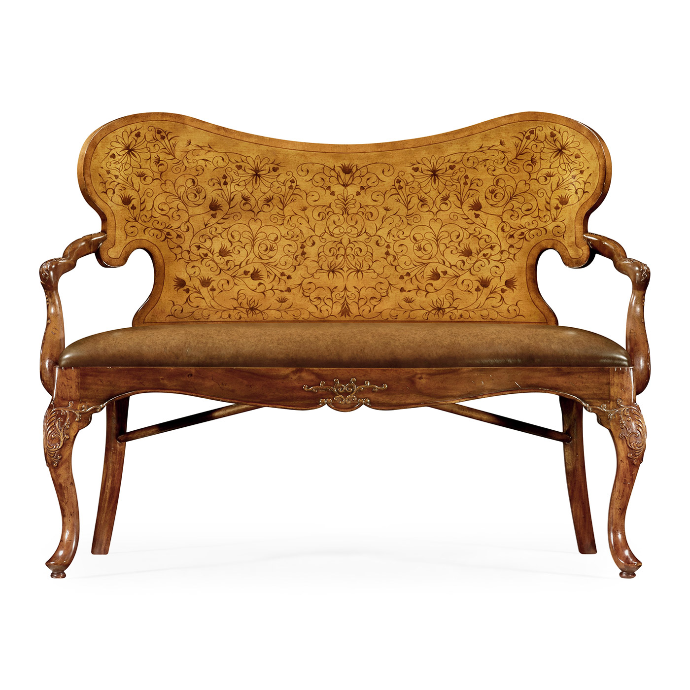 Seaweed Marquetry Leather Loveseat