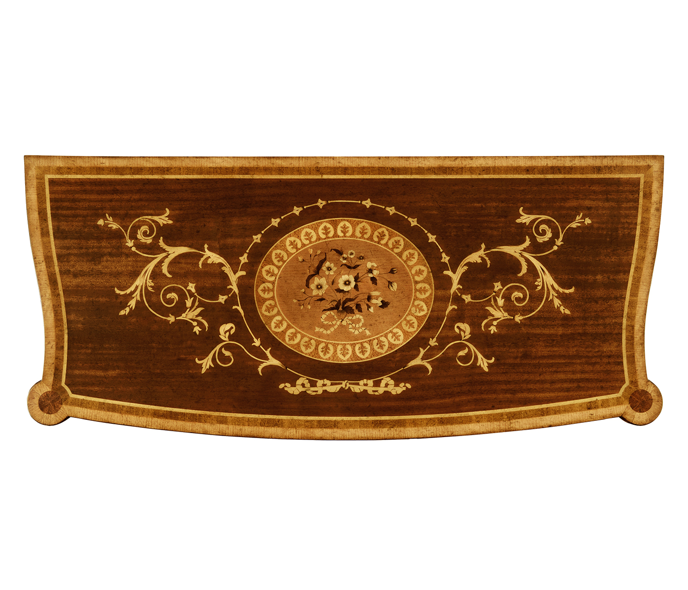 Fine mahogany side cabinet with pictorial marquetry of Paris and Helen