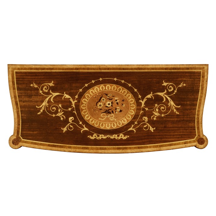Fine mahogany side cabinet with pictorial marquetry of Paris and Helen
