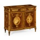 Fine mahogany side cabinet with pictorial marquetry of Paris and Helen