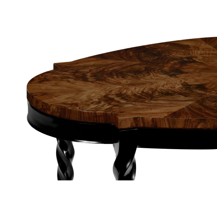 Oval Black Barleytwist Quatrefoil Coffee Table