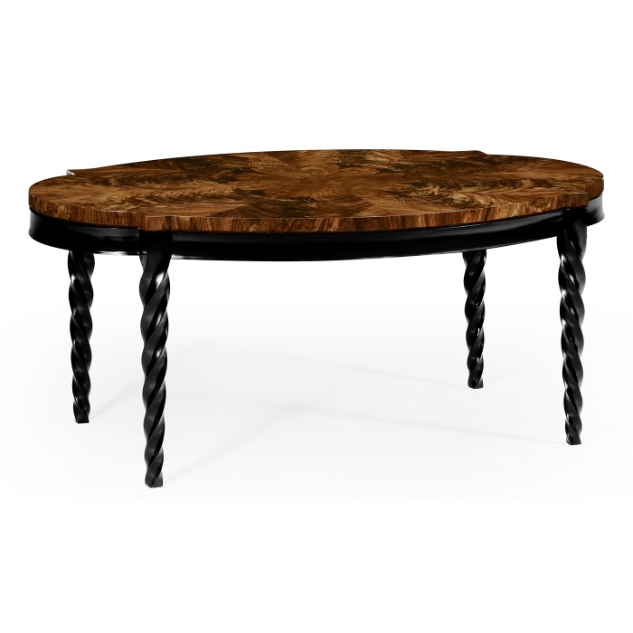 Oval Black Barleytwist Quatrefoil Coffee Table