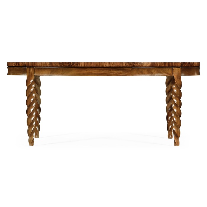 Oval Walnut Barleytwist Quatrefoil Coffee Table