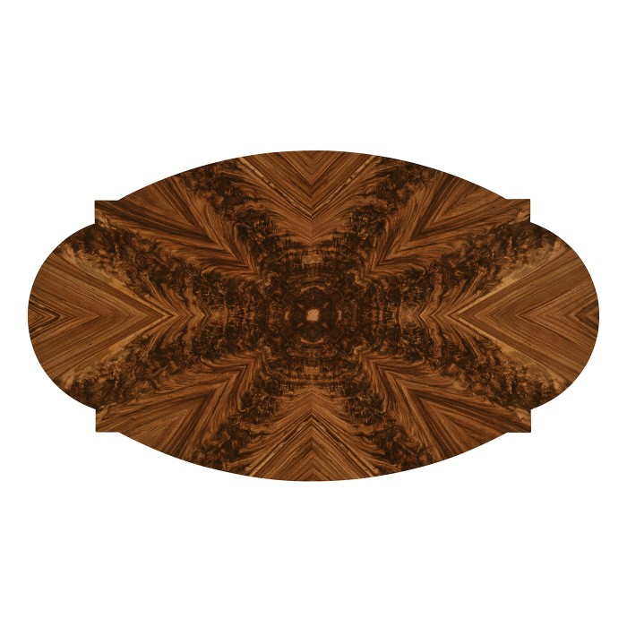 Oval Walnut Barleytwist Quatrefoil Coffee Table