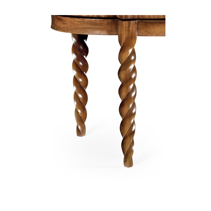 Oval Walnut Barleytwist Quatrefoil Coffee Table