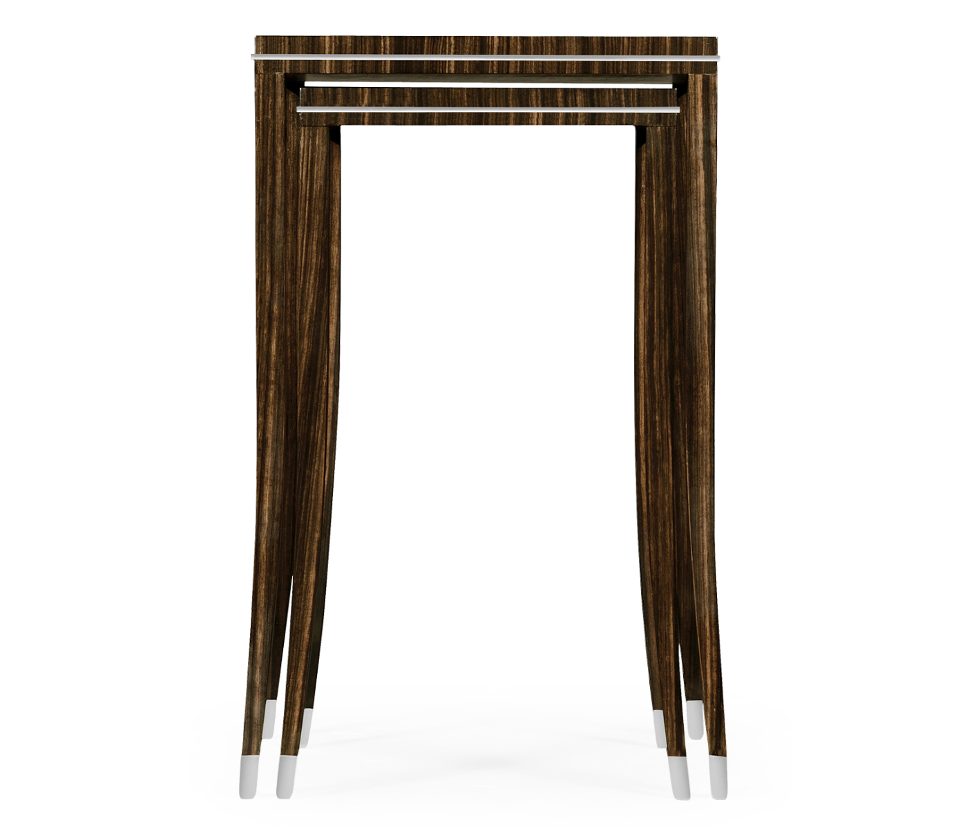 Macassar Ebony Nesting Tables with White Brass Detail