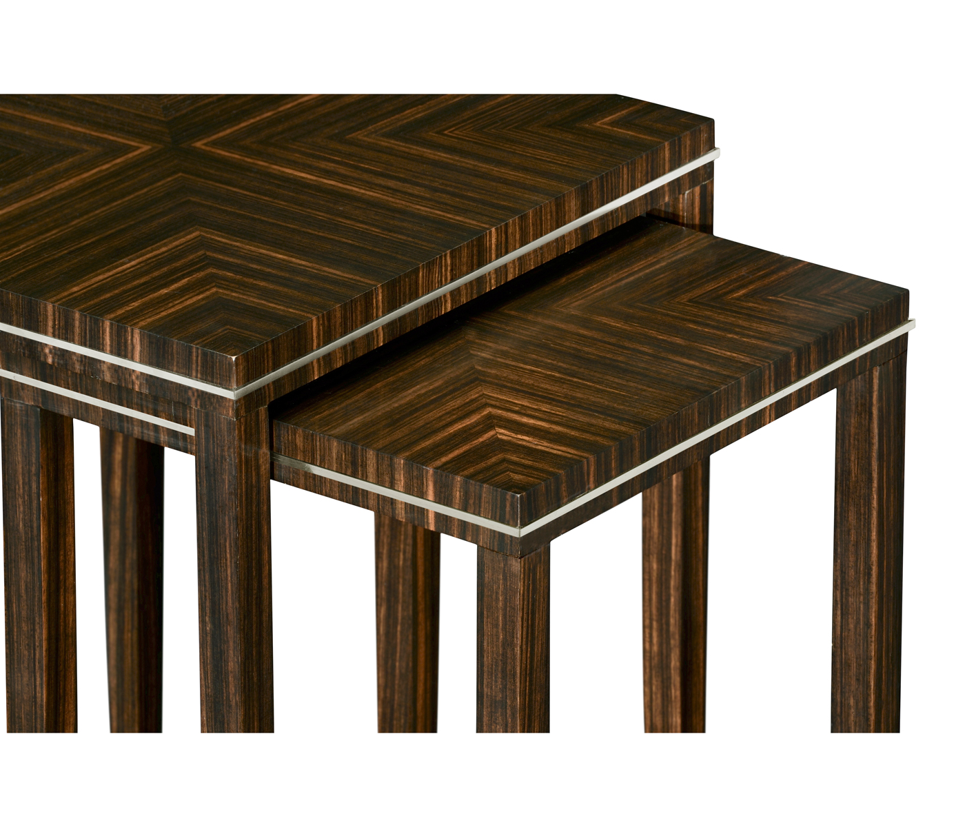 Macassar Ebony Nesting Tables with White Brass Detail