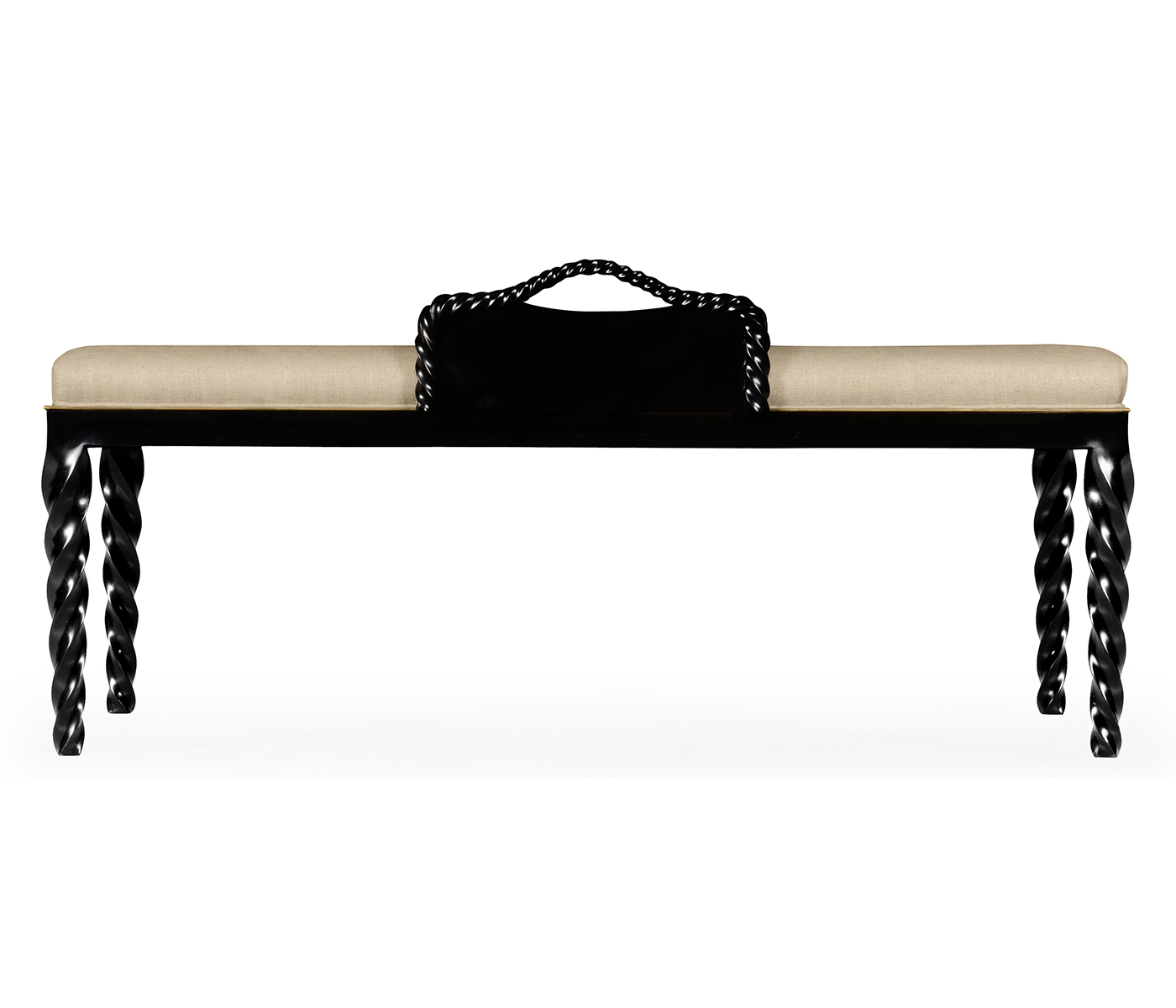 Cocktail Ottoman with Tray Table and Black Barleytwist Legs, Upholstered in MAZO
