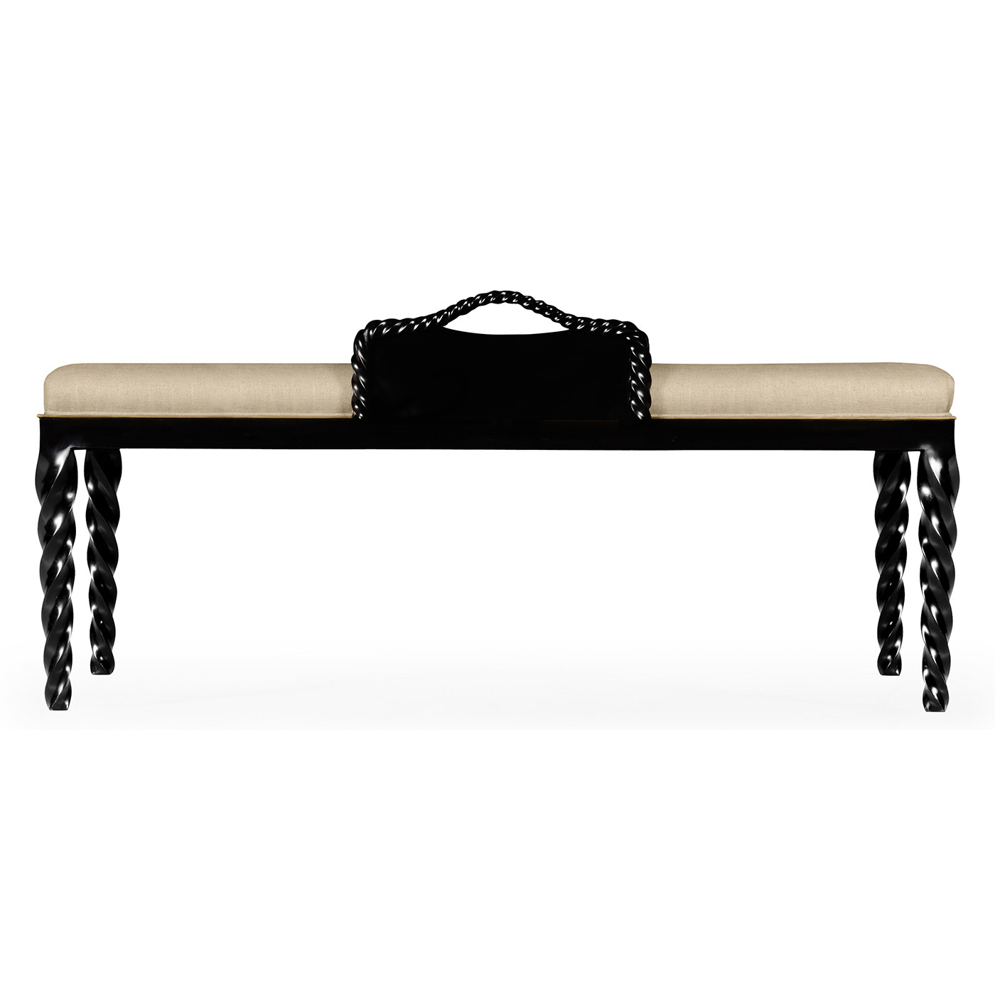 Cocktail Ottoman with Tray Table and Black Barleytwist Legs, Upholstered in MAZO