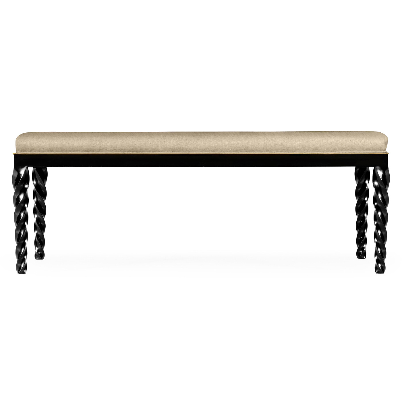 Cocktail Ottoman with Tray Table and Black Barleytwist Legs, Upholstered in MAZO