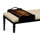 Cocktail Ottoman with Tray Table and Black Barleytwist Legs, Upholstered in MAZO