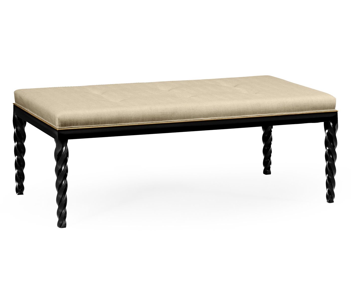 Cocktail Ottoman with Tray Table and Black Barleytwist Legs, Upholstered in MAZO