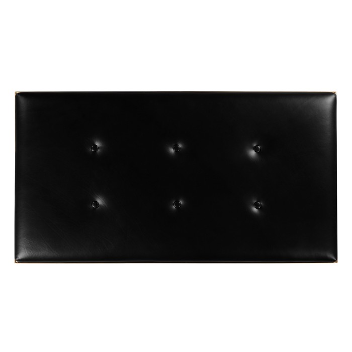 Cocktail Ottoman with Tray Table and Black Barleytwist Legs, Upholstered in Black Leather