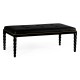 Cocktail Ottoman with Tray Table and Black Barleytwist Legs, Upholstered in Black Leather
