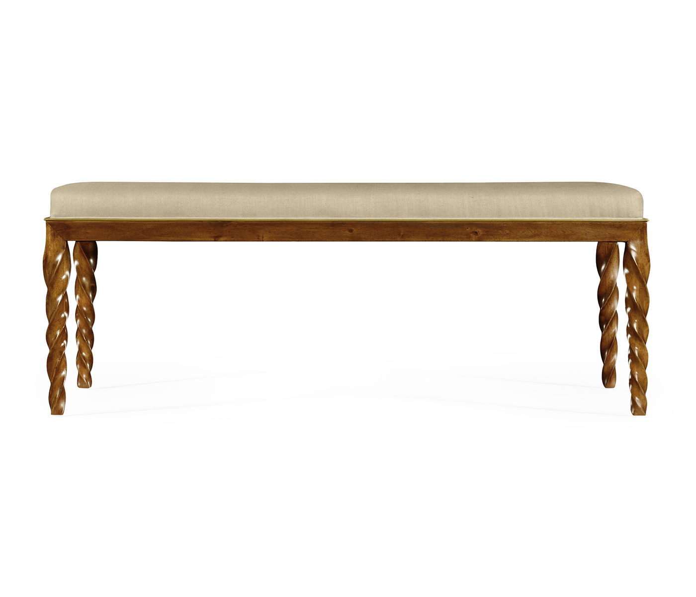 Cocktail Ottoman with Tray Table and Walnut Barleytwist Legs, Upholstered in MAZO