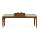 Cocktail Ottoman with Tray Table and Walnut Barleytwist Legs, Upholstered in MAZO