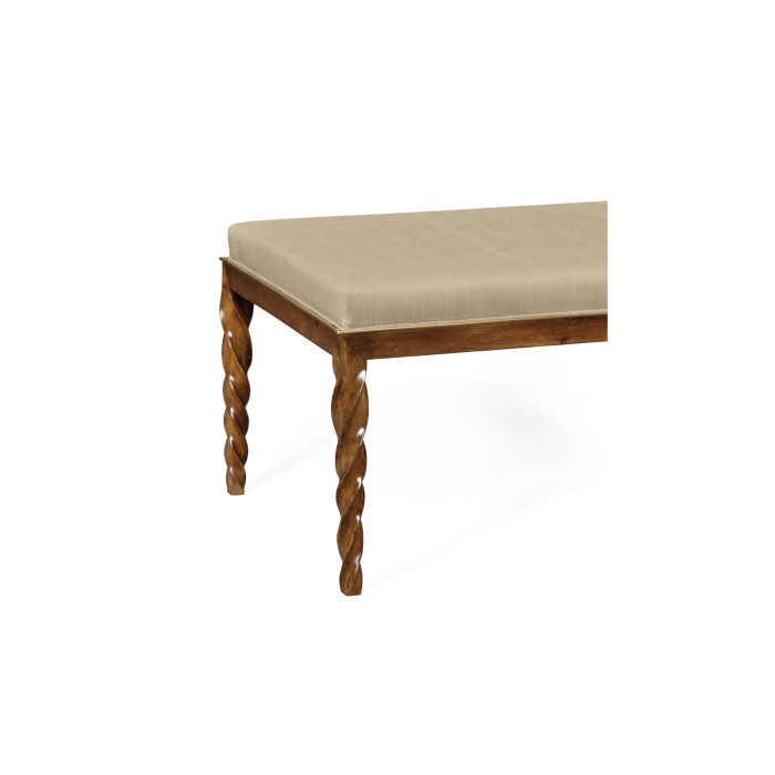 Cocktail Ottoman with Tray Table and Walnut Barleytwist Legs, Upholstered in MAZO