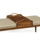 Cocktail Ottoman with Tray Table and Walnut Barleytwist Legs, Upholstered in MAZO