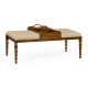 Cocktail Ottoman with Tray Table and Walnut Barleytwist Legs, Upholstered in MAZO