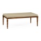 Cocktail Ottoman with Tray Table and Walnut Barleytwist Legs, Upholstered in MAZO