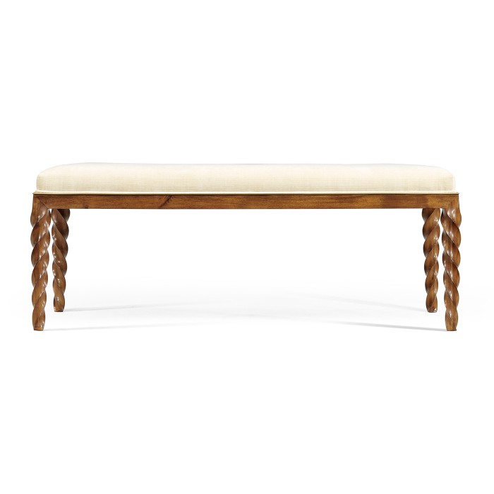 Cocktail Ottoman with Tray Table and Walnut Barleytwist Legs, Upholstered in COM