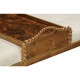 Cocktail Ottoman with Tray Table and Walnut Barleytwist Legs, Upholstered in COM