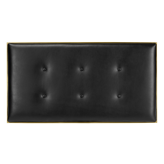 Cocktail Ottoman with Tray Table and Walnut Barleytwist Legs, Upholstered in Black Leather