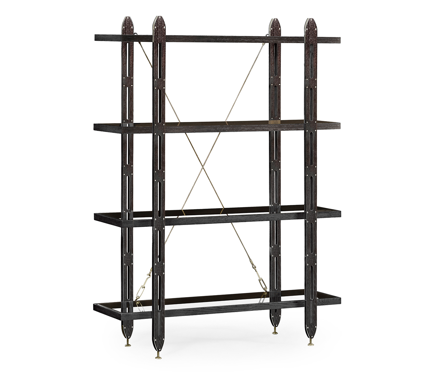 4-Tier Black Mocha Oak Architectural Étagère