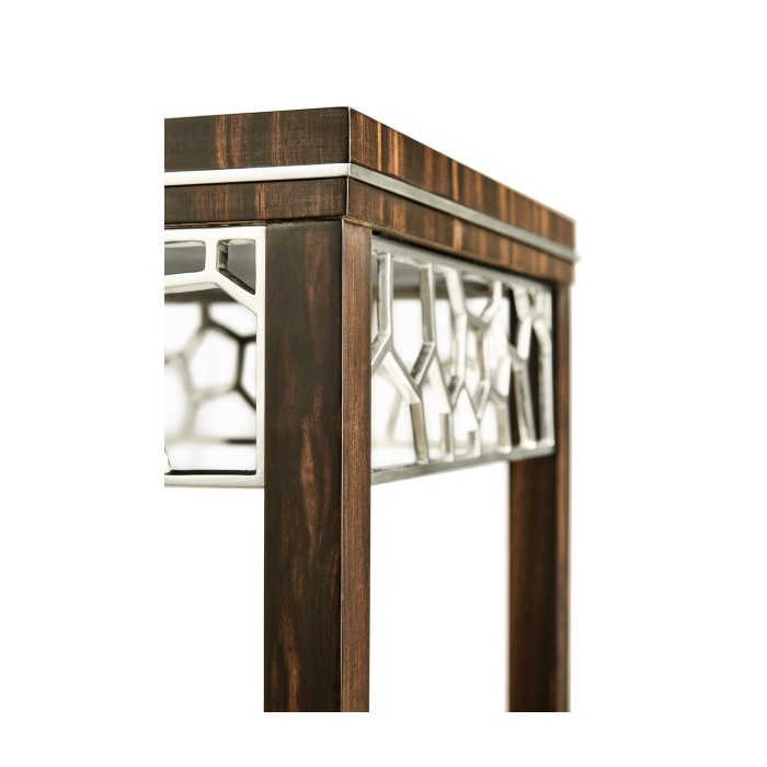 Macassar Ebony Torchere with White Brass Detail