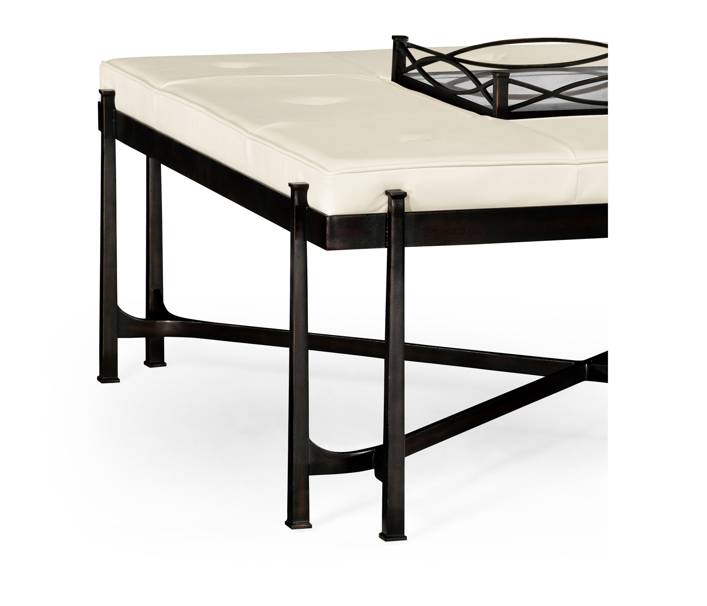 Églomisé and Bronze Iron Cocktail Ottoman