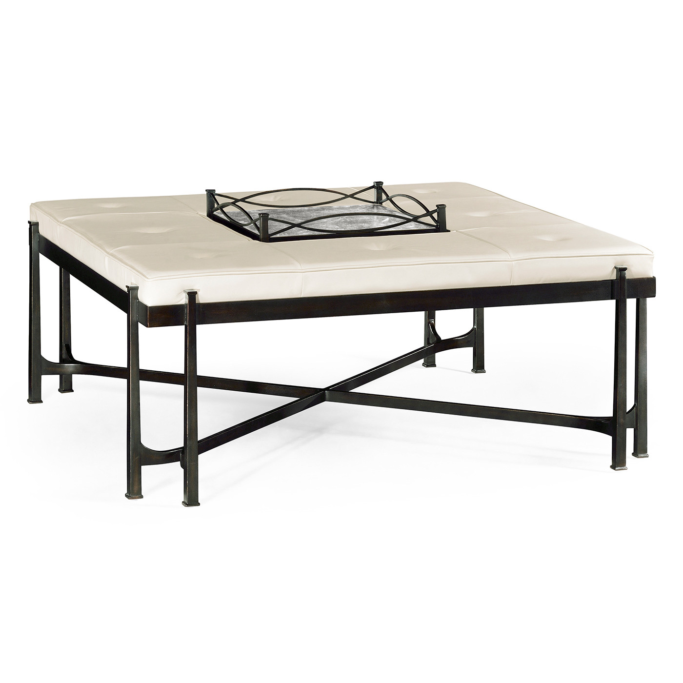 Églomisé and Bronze Iron Cocktail Ottoman