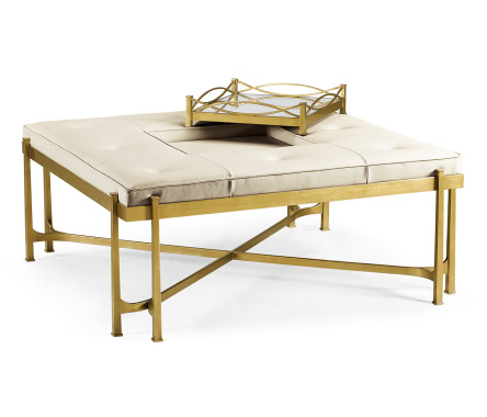 Églomisé and Gilded Iron Cocktail Ottoman