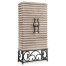Limed Wood Wine Cabinet with Wrought Iron Base