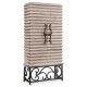 Limed Wood Wine Cabinet with Wrought Iron Base