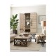 Rustic Walnut Wine Cabinet with Wrought Iron Base