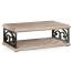 Limed Wood Coffee Table with Wrought Iron Base