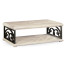 Limed Wood Coffee Table with Wrought Iron Base