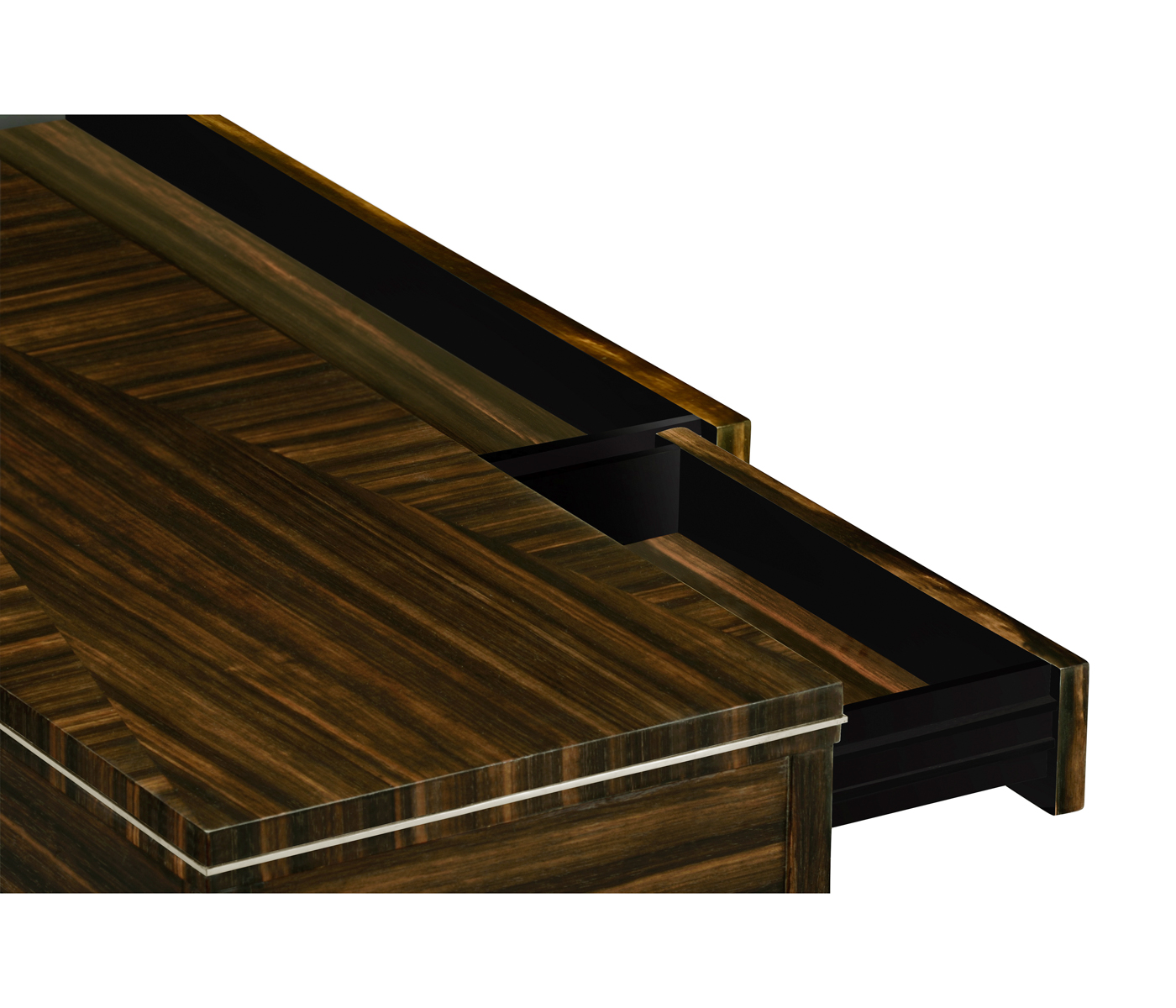 Macassar Ebony Console Table with White Brass Detail