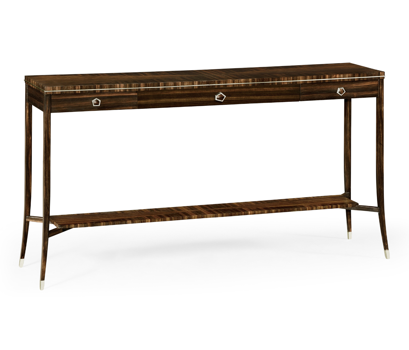 Macassar Ebony Console Table with White Brass Detail