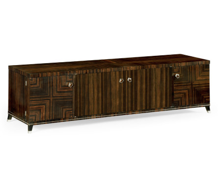Macassar Ebony TV Cabinet with White Brass Detail