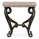 Limed Wood Square Side Table with Wrought Iron Base